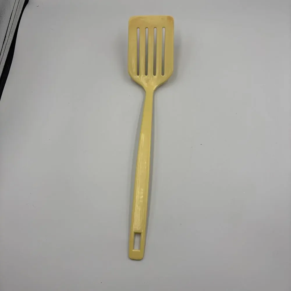 Vintage Unbranded Melamine Yellow Beige Slotted Spatula Long 14.5